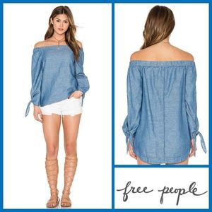 Free People Show Some Shoulder Linen Cotton Top XS